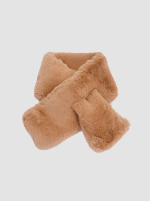 Faux Fur Collar In Camel