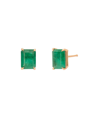 Columbian Green Emerald Studs - Rose Gold