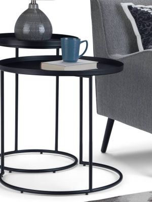 2pc 24" Lipton Metal Nesting Table Black - Wyndenhall