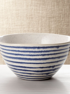 Lina Blue Stripe Serve Bowl