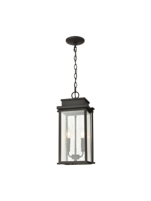 Braddock 2-light Outdoor Pendant In Architectural Bronze With Seedy Glass Enclosure