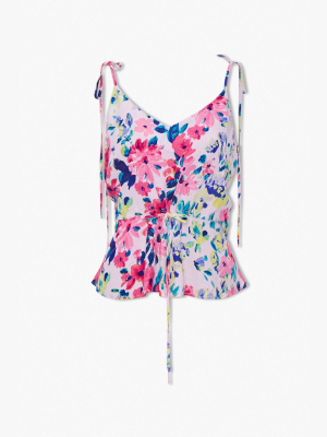 Floral Print Tie-strap Top