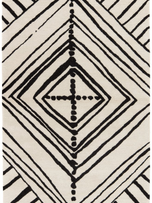 Gemma Handmade Abstract White & Black Area Rug