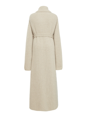 Oversized Belted Ribbed-knit Wool-blend Coat