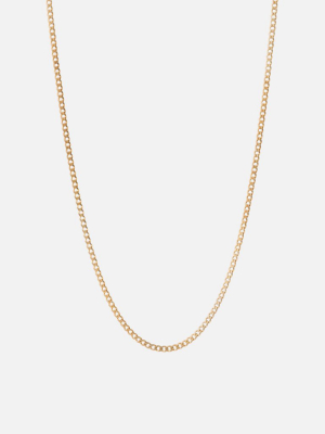 3mm Cuban Chain Necklace, 14k Gold