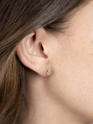 Angular Studs, 14k Gold Pavé