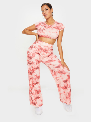 Shape Red Tie Dye Jersey Wide Leg Pants