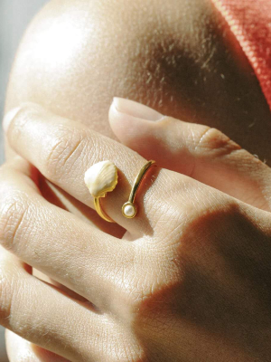 White Scallop Shell Ring Wrap