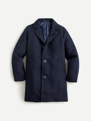 Boys' Topcoat In Italian Stadium-cloth Wool