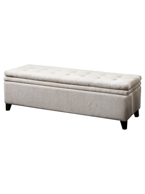 Brighton Linen Storage Ottoman Ivory - Christopher Knight Home