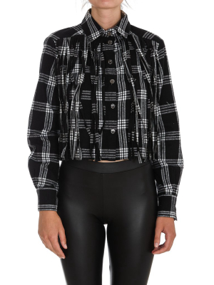 Pinko Check Patterned Fringed Shirt