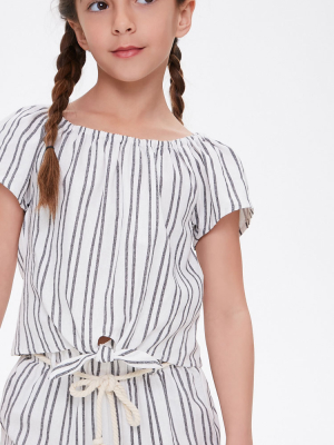 Girls Striped Self-tie Top (kids)