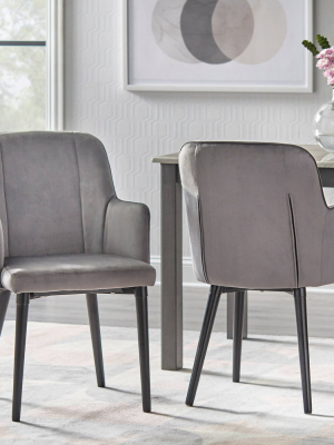 Set Of 2 Welland Arm Dining Chairs Gray - Lifestorey