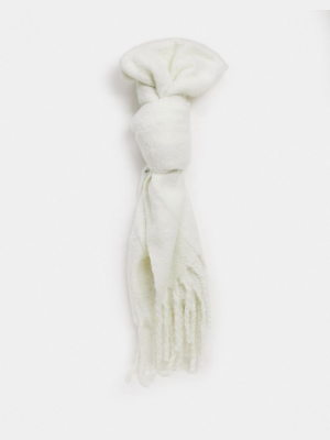 My Accessories London Super Soft Scarf With Tassels In White