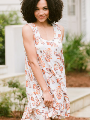 Tell You Everything Taupe Brown Floral Mini Dress