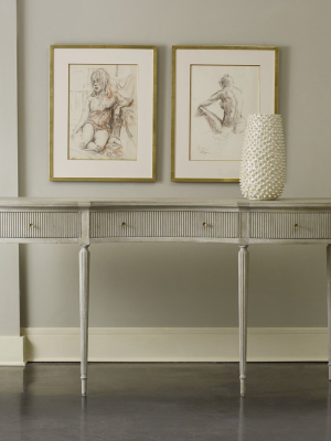 Ribbed Drawer Console-antique Grey