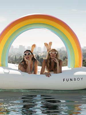 Inflatable Rainbow Daybed Pool Raft & Float
