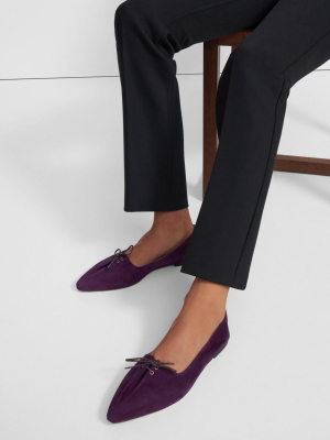 Pleated Ballet Flat In Suede