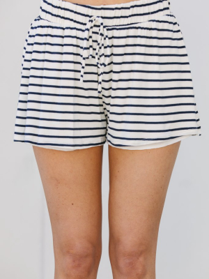 To Be Free Navy Blue Striped Shorts