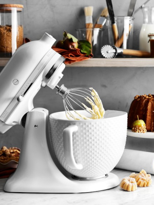 Kitchenaid Artisan White Mixer With Hobnail Bowl