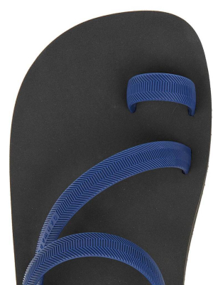 Black With Indigo Flip-flop With Asymmetric Caged Upper