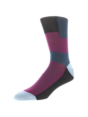 Men's Colorblocked Graphic Dress Socks - Plum