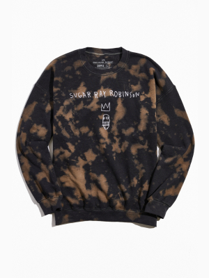 Basquiat Sugar Ray Robinson Bleach Tie-dye Crew Neck Sweatshirt