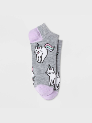 Women's Caticorn Low Cut Socks - Xhilaration™ Gray 4-10