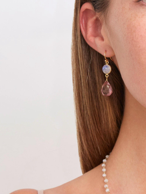 Pink Crystal And Moonstone Teardrop Earrings