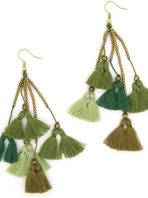 Dara Tassel Earrings, Verde