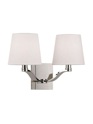 Clayton 2 Light Wall Sconce Polished Nickel