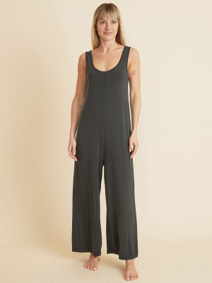 Luxe Rib Jumpsuit In Faded Black