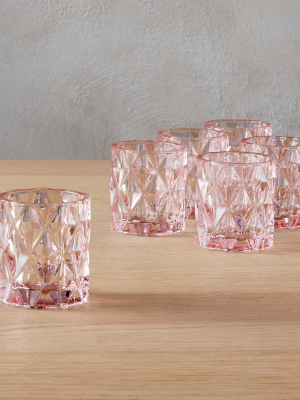 Set Of 6 Betty Pink Tea Light Candle Holders