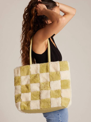 X Prism Avocado + White Checkered Patchwork Tote