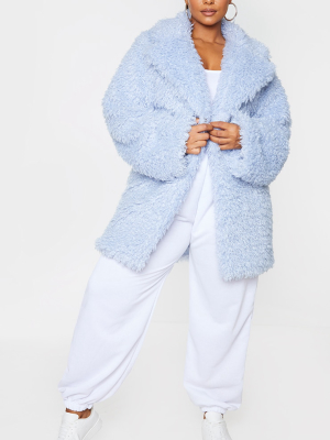 Plus Baby Blue Teddy Faux Fur Coat