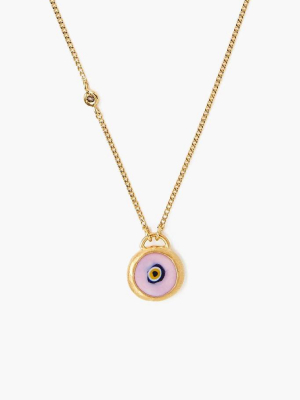 Pink Evil Eye Necklace With Champagne Diamond