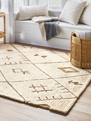 Claybourne Hand Tufted Geometric Shag Two Tone Diamond Wool/jute Area Rug Ivory - Threshold™ Designed With Studio Mcgee