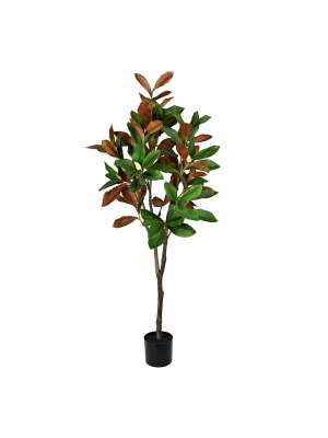 Vickerman Artificial Green Magnolia Tree In Pot