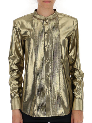 Saint Laurent Metallic Pleated Front Shirt