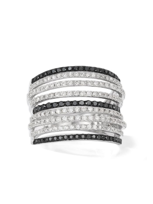 Effy 14k White Gold Black And White Diamond Ring, 1.21 Tcw