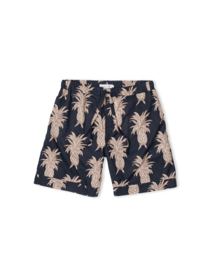 Men’s Pyjama Shorts Howie Pineapple Print Black/gold