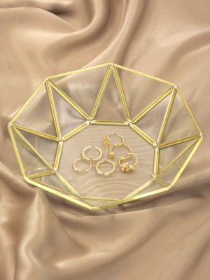 Gold Round Geometric Jewelry Tray