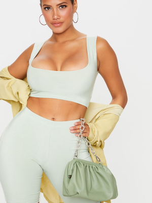 Shape Sage Green Slinky Scooped Neck Crop Top