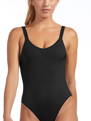 Vitamin A Ecorib Leah Full Coverage One Piece Swimsuit In Black