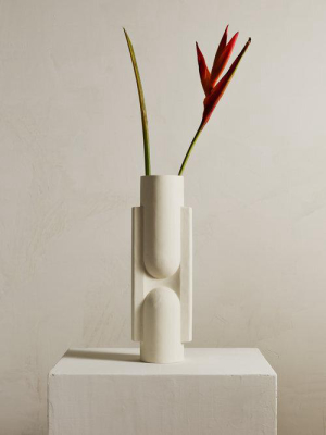Kala Slender Ceramic Vase In Snow Design By Light And Ladder