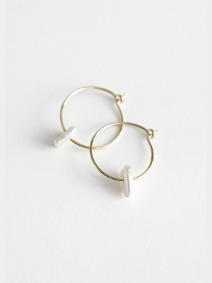 Pearl Pendant Mini Hoop Earrings