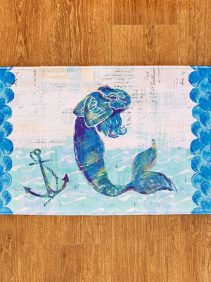 Lakeside Mermaid Memory Foam Bathroom Accent Rug - Nautical Restroom Decoration