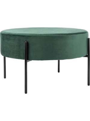 Lincoln Round Cocktail Ottoman Malachite Green/black