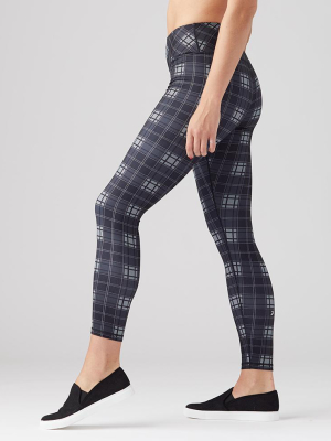 Elongate Legging Print: Black Plaid