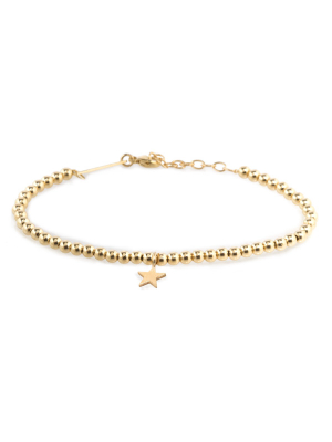 14k Small Gold Bead And Midi Bitty Star Bracelet